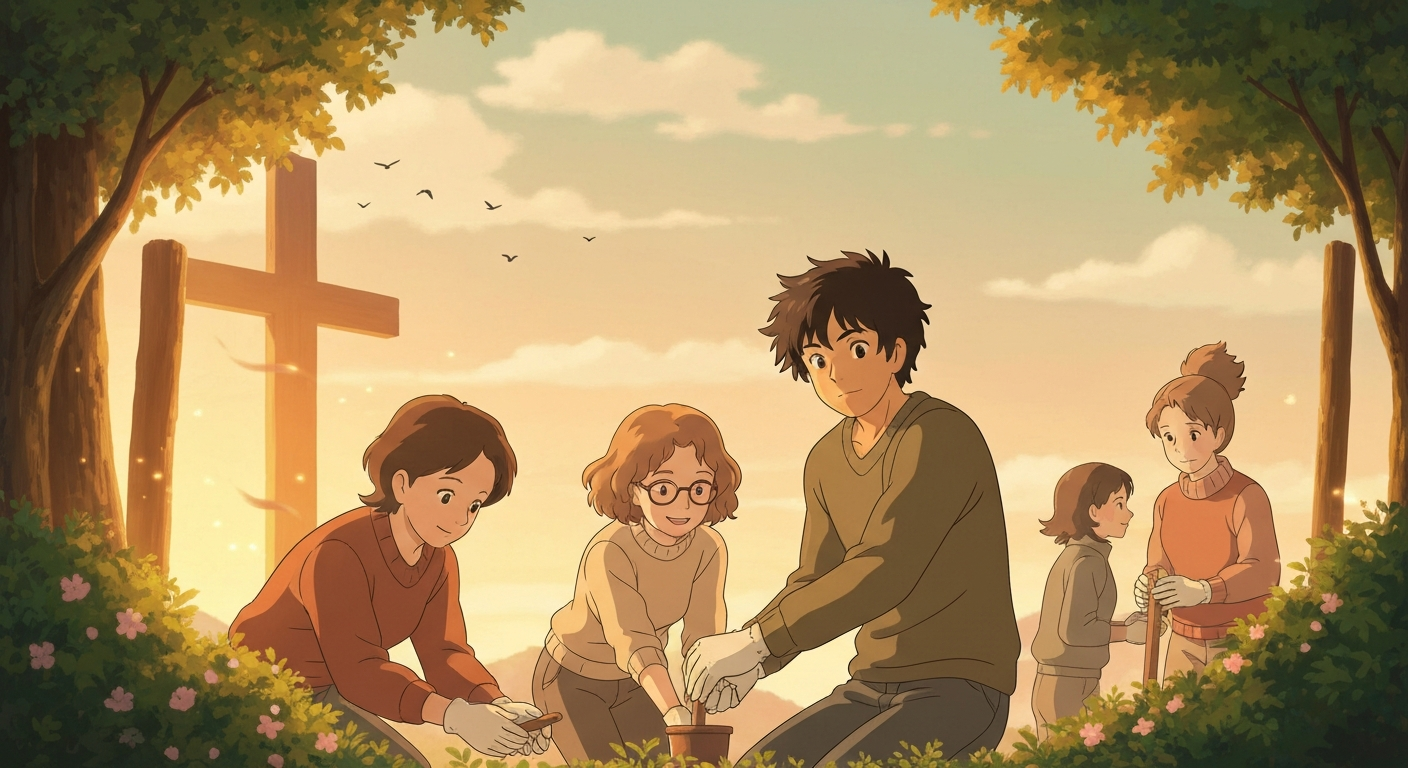 Students learning Biblical work ethics